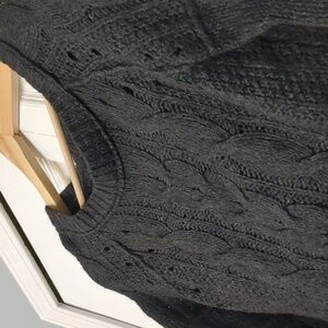 LOFT Women's Charcoal Cable Knit Sweater